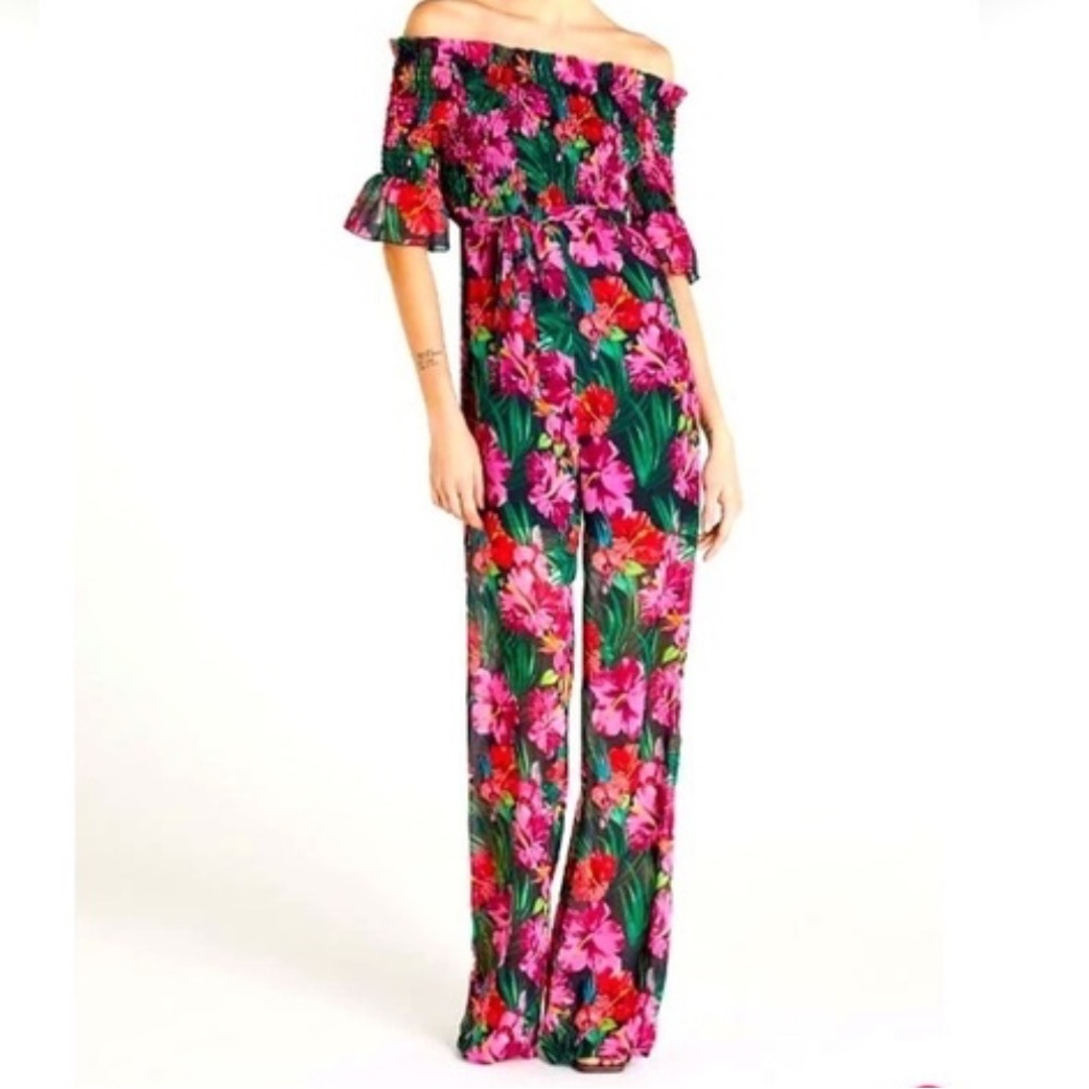 NWT🌺Patrizia Pepe Multi-Color Off Shoulder Floral Jumpsuit. Size 6